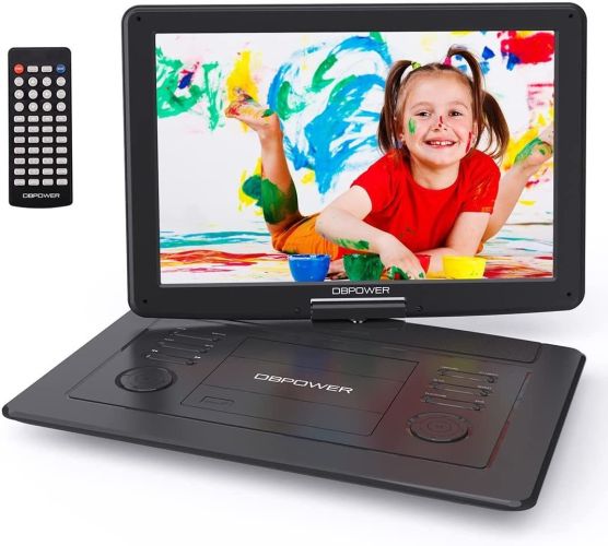 DBPOWER 17.9" Portable DVD Player with 15.6" Large HD Swivel Screen, 6 Hour Rechargeable Battery, Support USB/SD and Multiple Disc Formats DBPOWER 17.9" Portable DVD Player with 15.6" Large HD Swivel Screen, 6 Hour Rechargeable Battery, Support USB/SD and Multiple Disc Formats